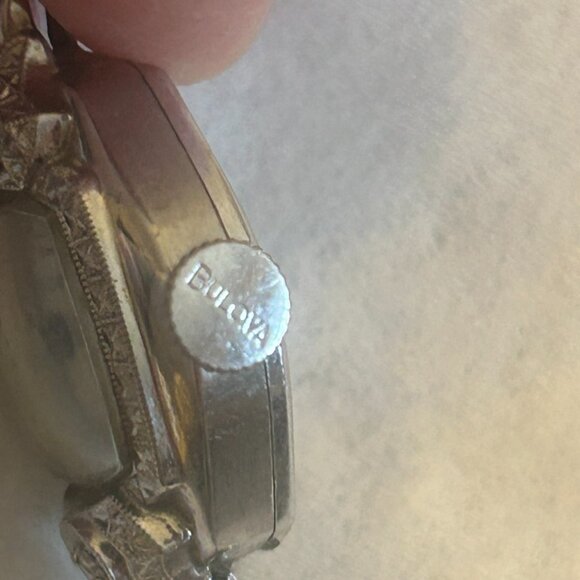 Vintage! Working Bulova 1950s 10K GF Art Deco Watch with 2 Diamonds #3760624 main image 5